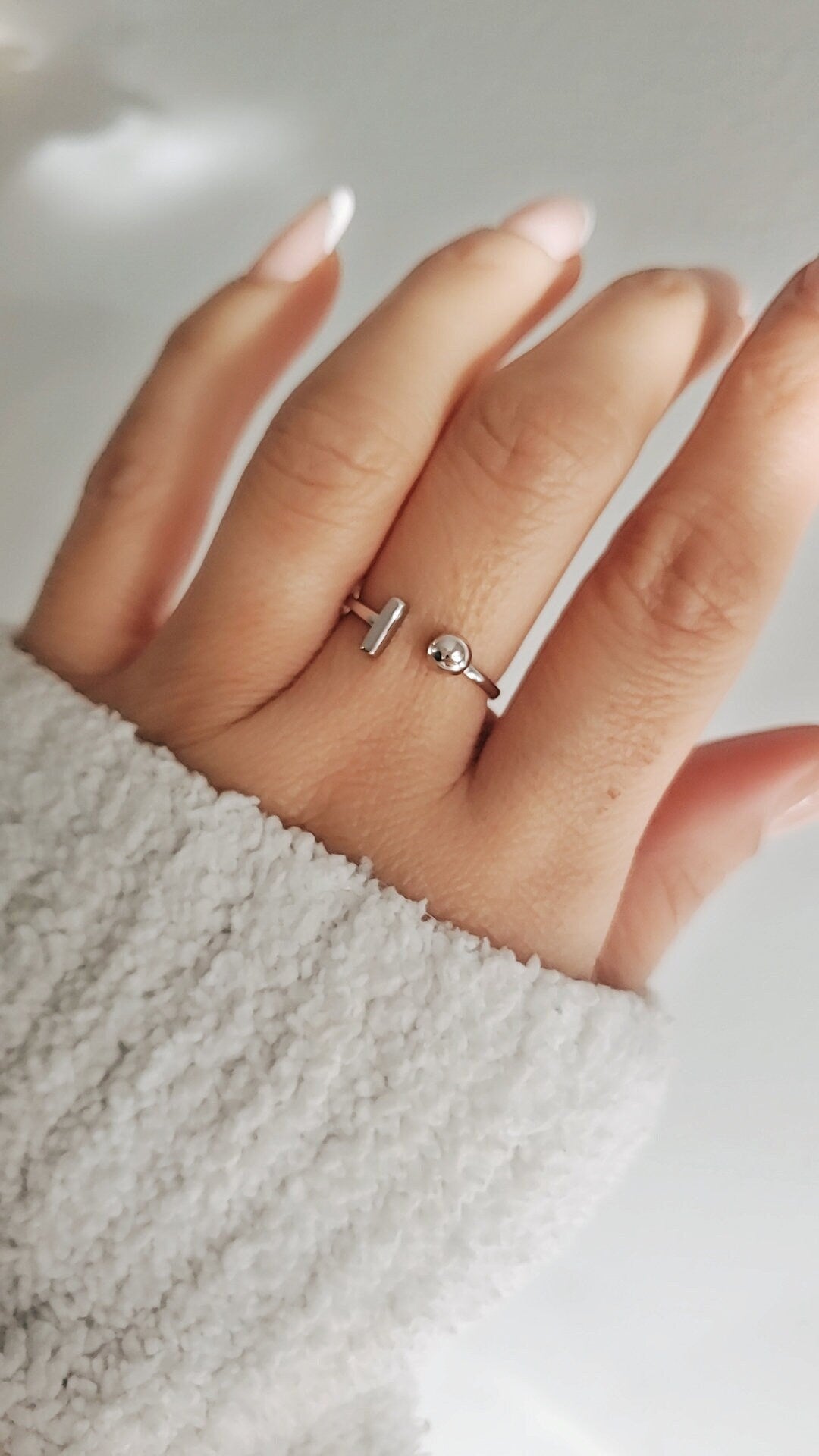 Sterling Silver Dainty Ball Bar Ring, 925 Minimalist Ring, Women Simple Ring, 925 Stamped, Stack Ring, Tarnish Free Ring
