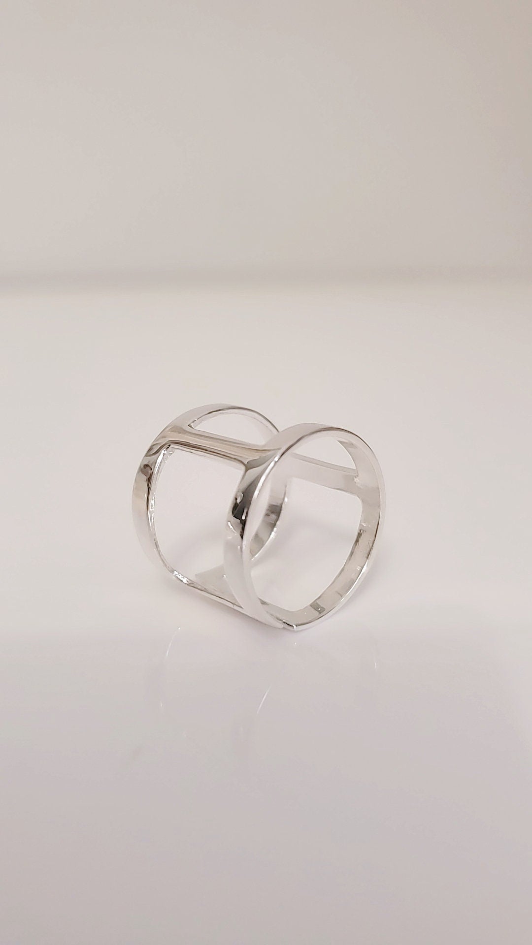Sterling Silver Cuff Ring, Cage Ring, Geometric Ring, Trendy Jewelry, Adjustable, 925 Stamped,