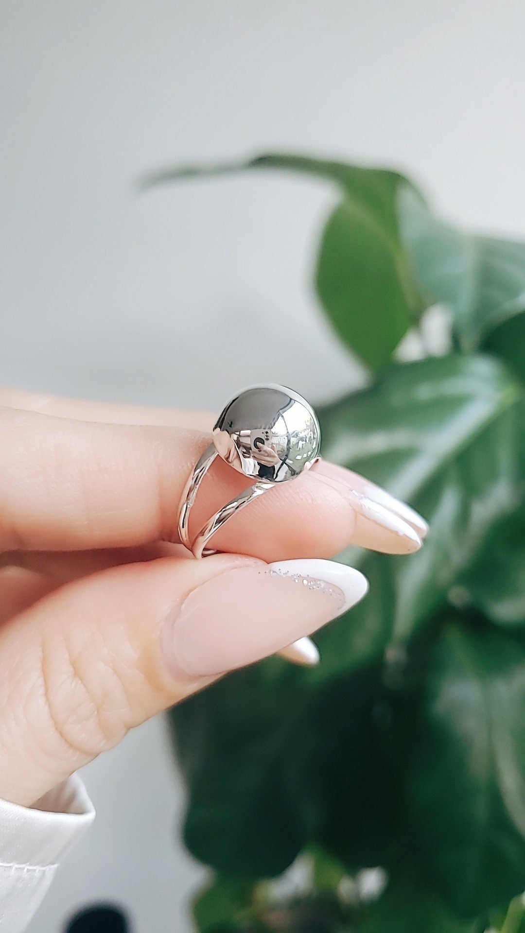 Sterling Silver Half Globe Ring, Half Ball Ring, Sphere Ring, Ball Ring, Lite Geometric Ring, 925 Silver Ring for Women