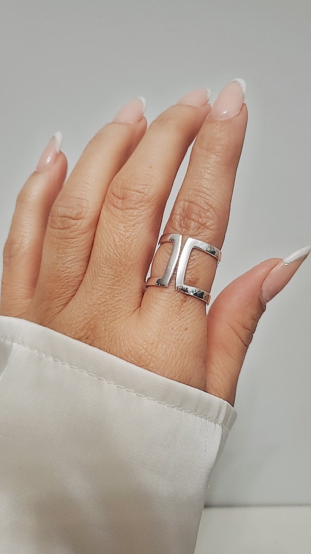 Sterling Silver Cuff Ring, Cage Ring, Geometric Ring, Trendy Jewelry, Adjustable, 925 Stamped,