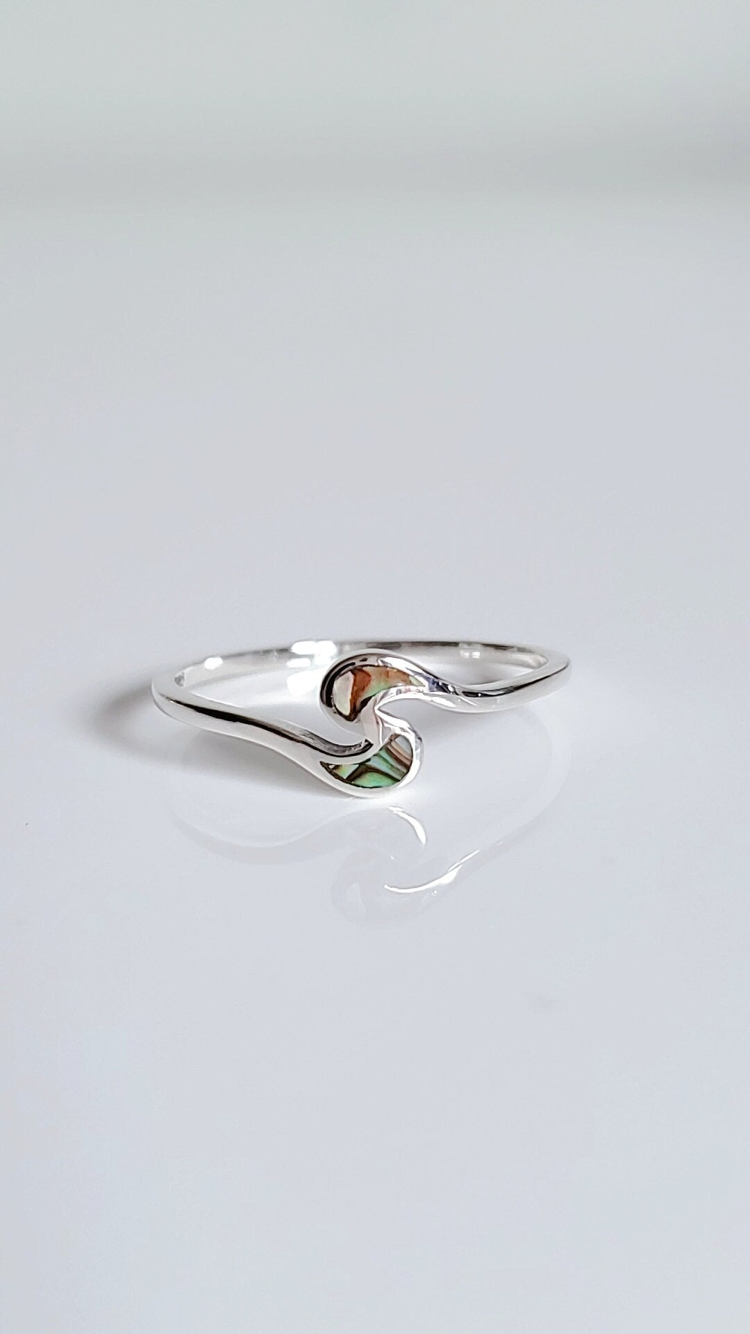 Sterling Silver Dainty Abalone Ring, Women's Ring, Minimalist Ring, Genuine Abalone, 925 Stamped, Anniversary Gift, Gift for Women