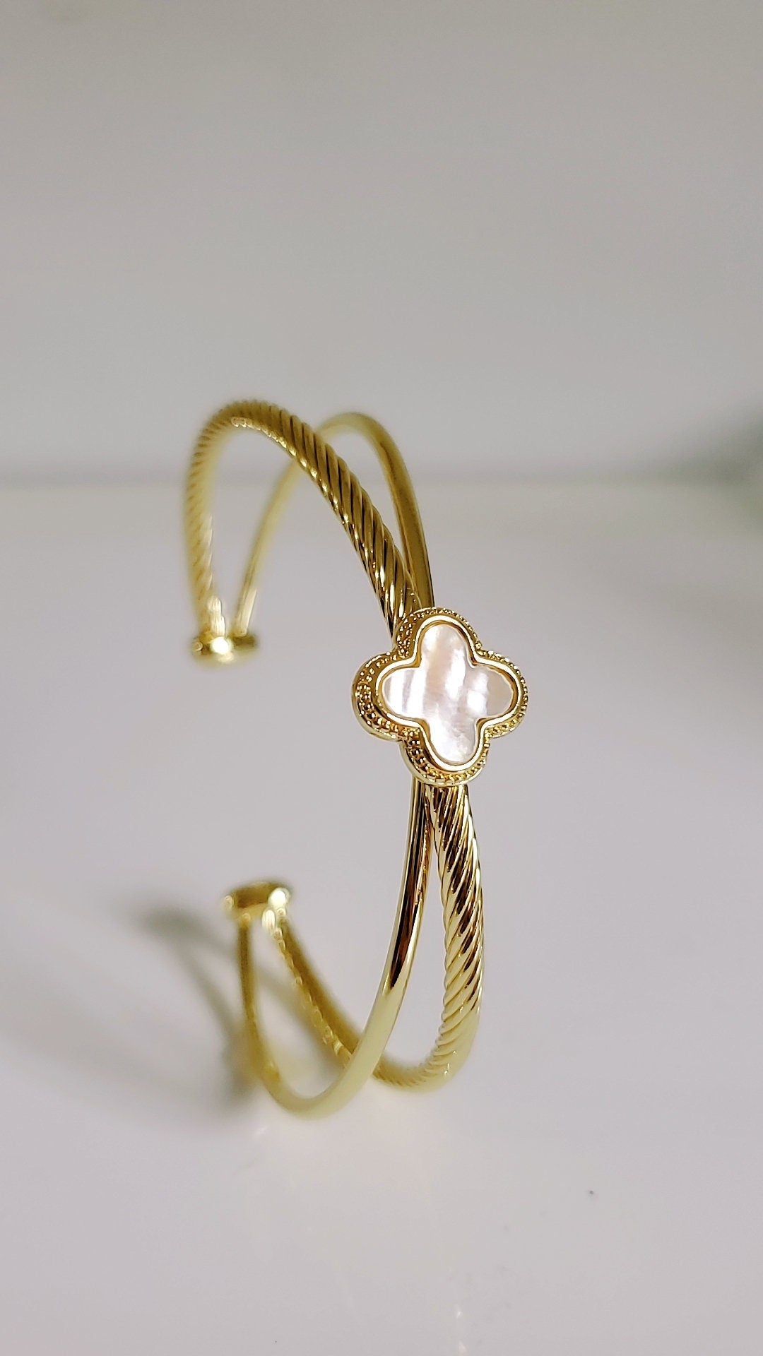 Mother of Pearl Bangle Bracelet Gold Bangle