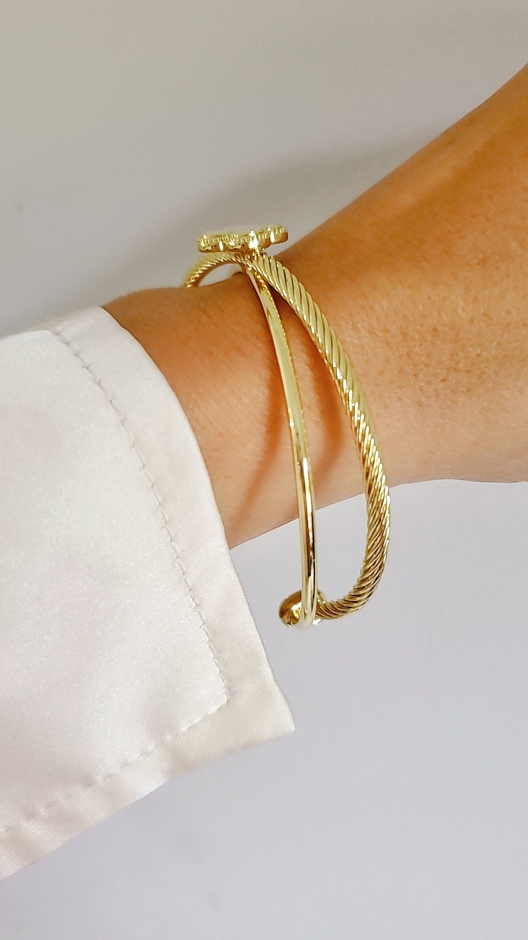 Mother of Pearl Bangle Bracelet Gold Bangle