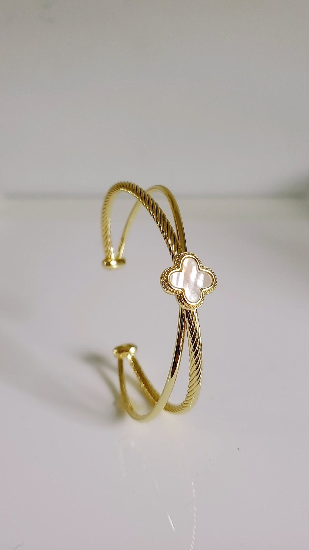 Mother of Pearl Bangle Bracelet Gold Bangle