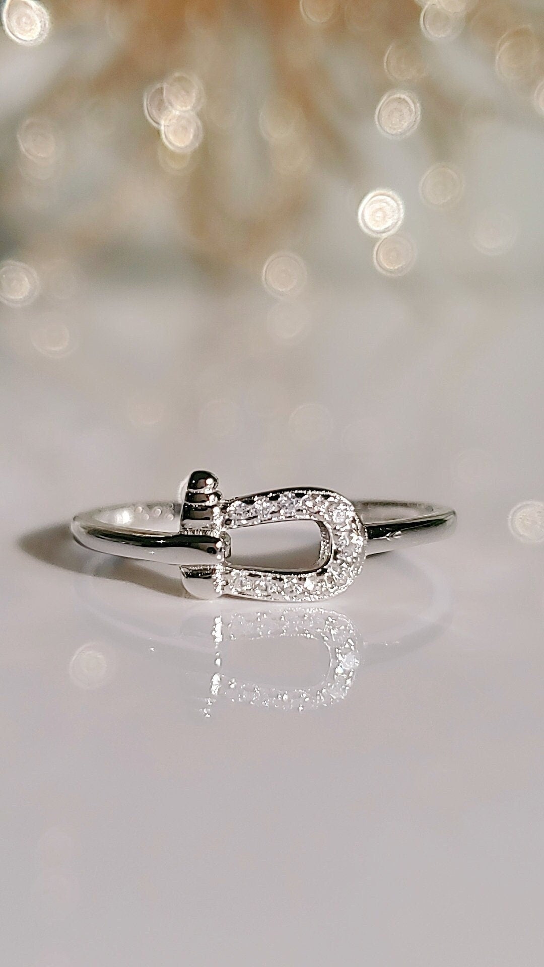 Sterling Silver Dainty Belt Buckle Ring, Tiny Statement Ring, 925 Minimalist Ring, Womens Simple Ring, 925 Stamped, Stack Ring