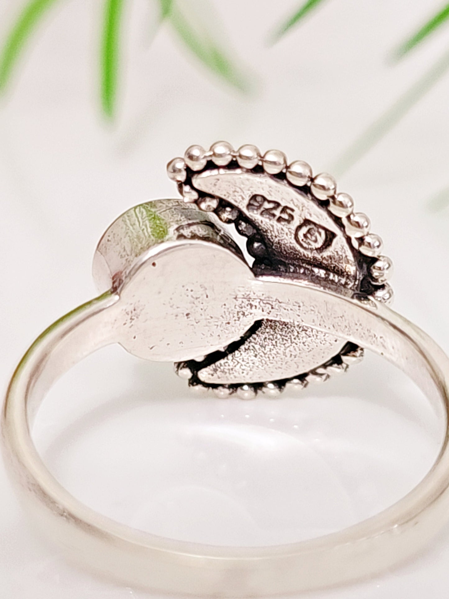 Sterling Silver Crescent Onyx Moon Beaded Moon