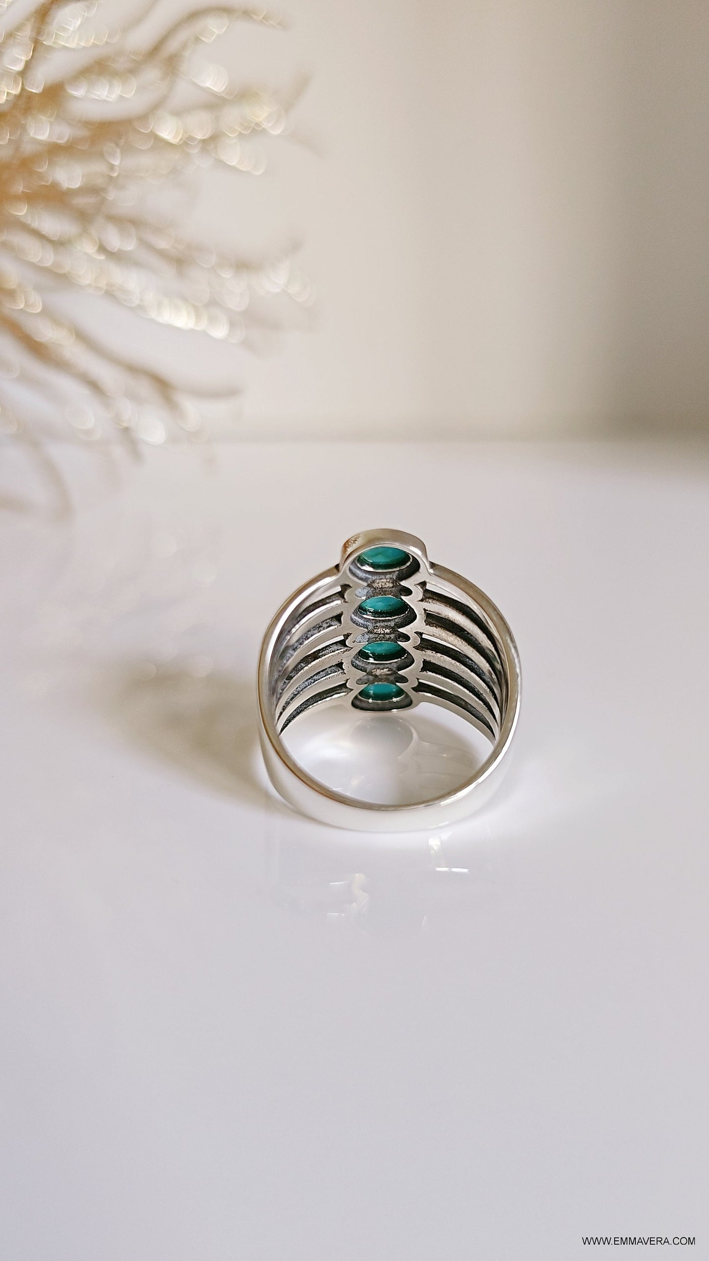 Unique 4 Stone Tribal Turquoise Bohemian Ring