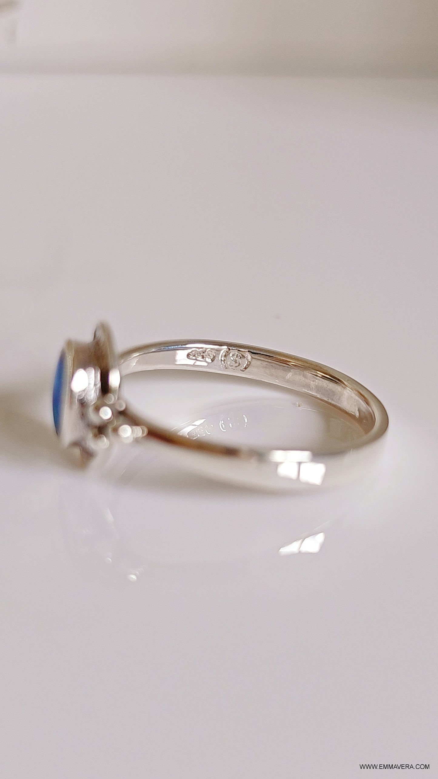 Blue Opal Beaded Lab Opal Ring