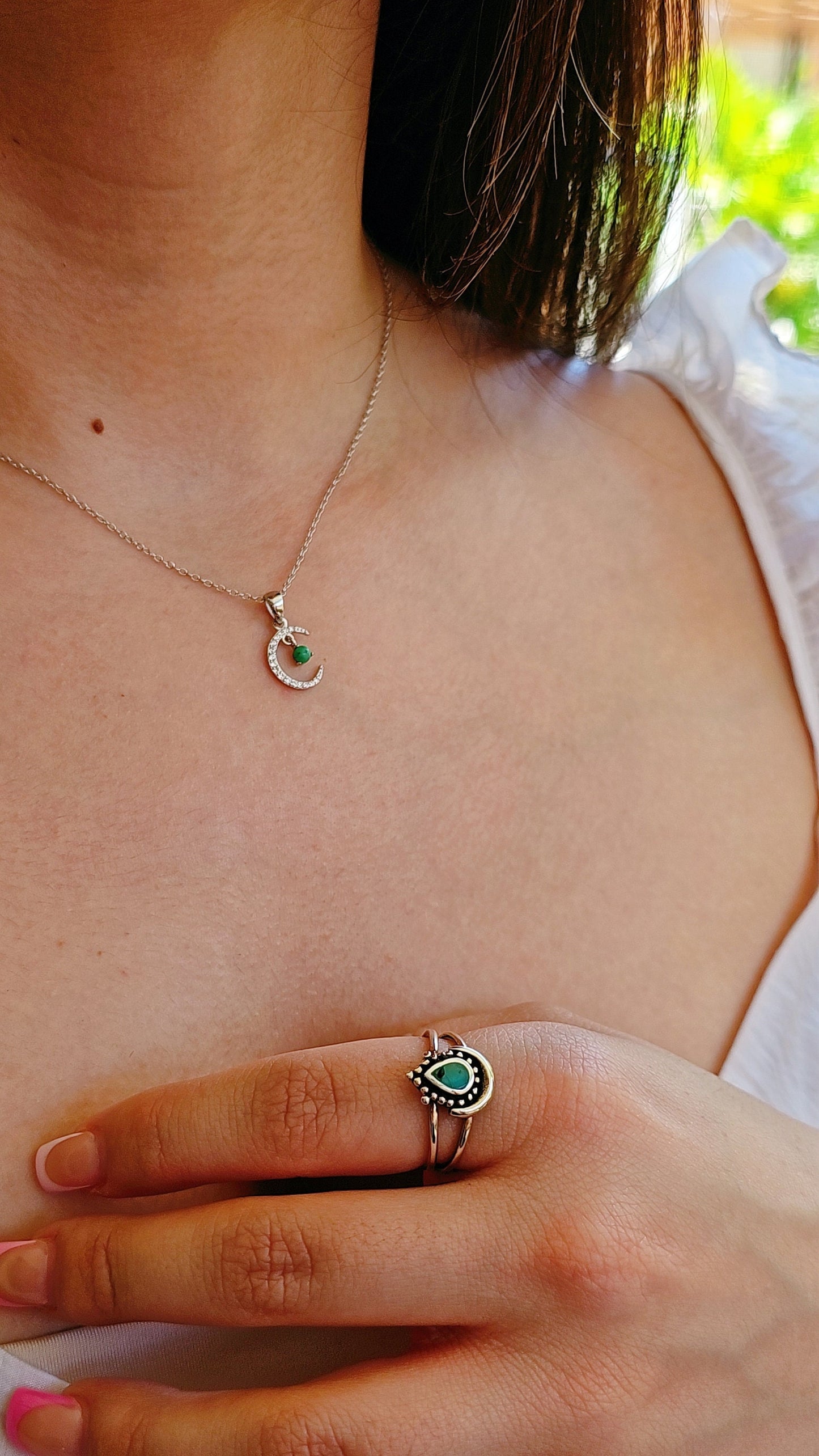 Turquoise Mandala Crescent Moon Ring π