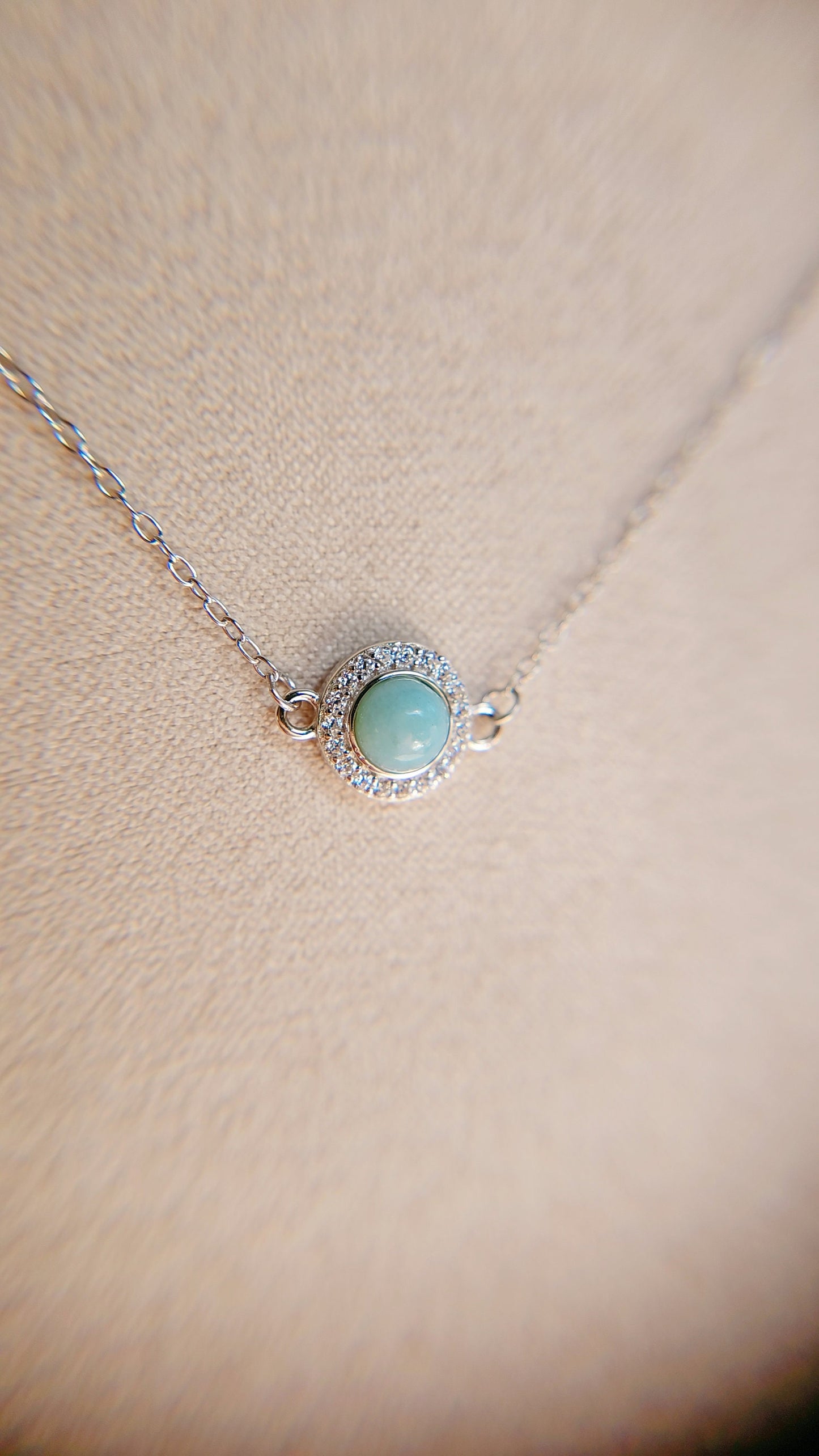 Sterling Silver Dainty Larimar Pendant Necklace