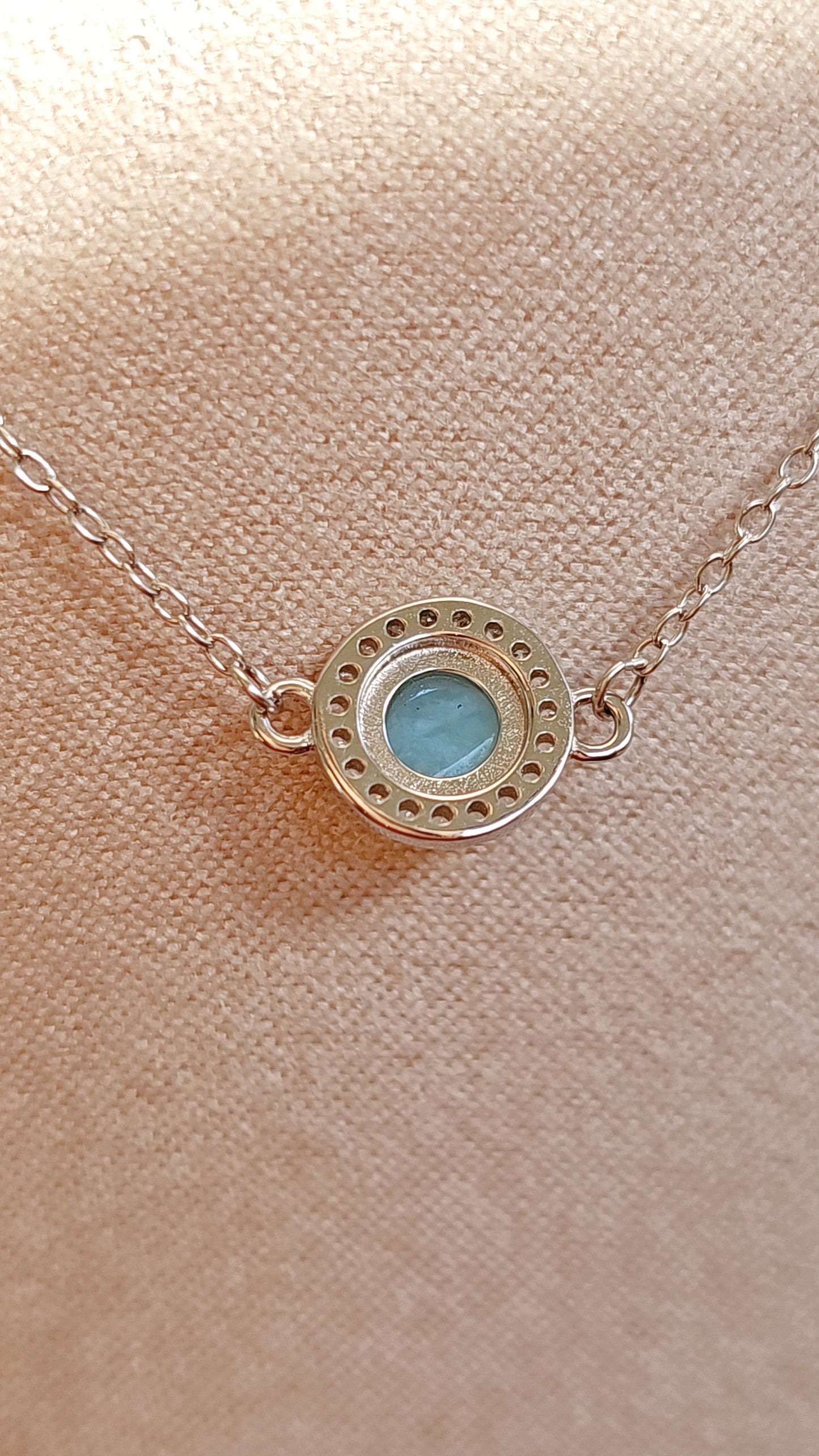 Sterling Silver Dainty Larimar Pendant Necklace