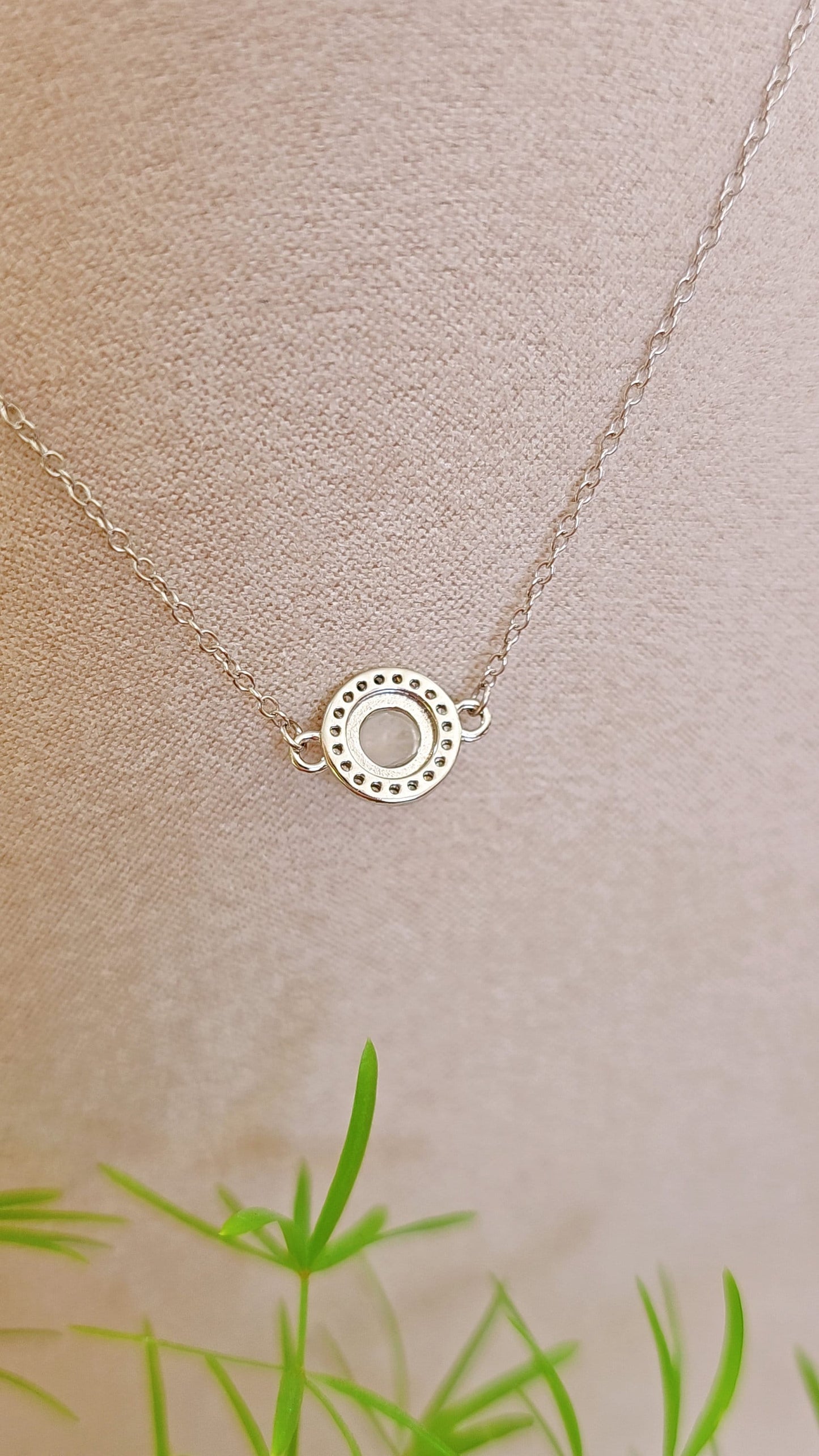 Sterling Silver Dainty Moonstone Pendant Necklace