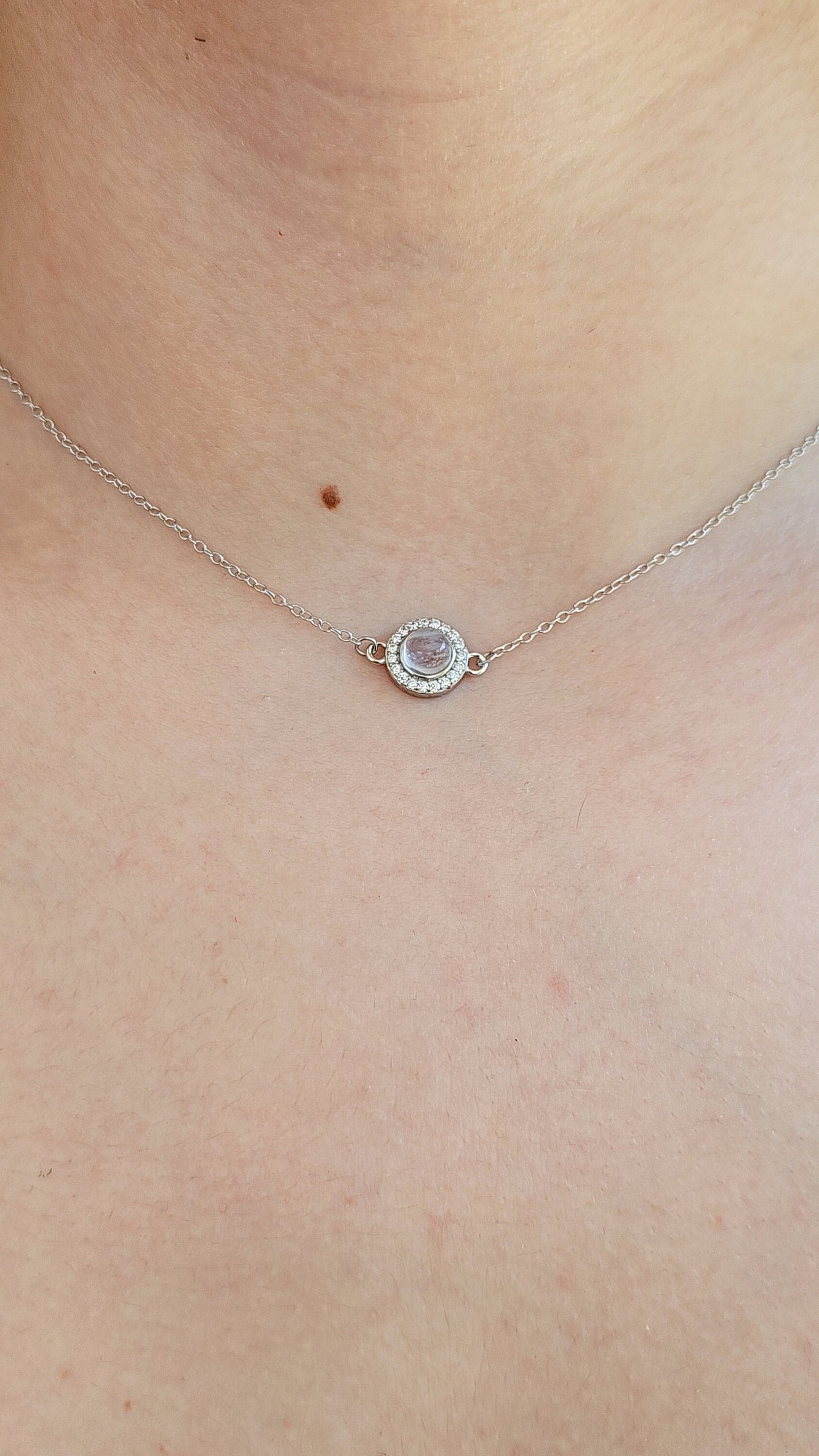 Sterling Silver Dainty Moonstone Pendant Necklace