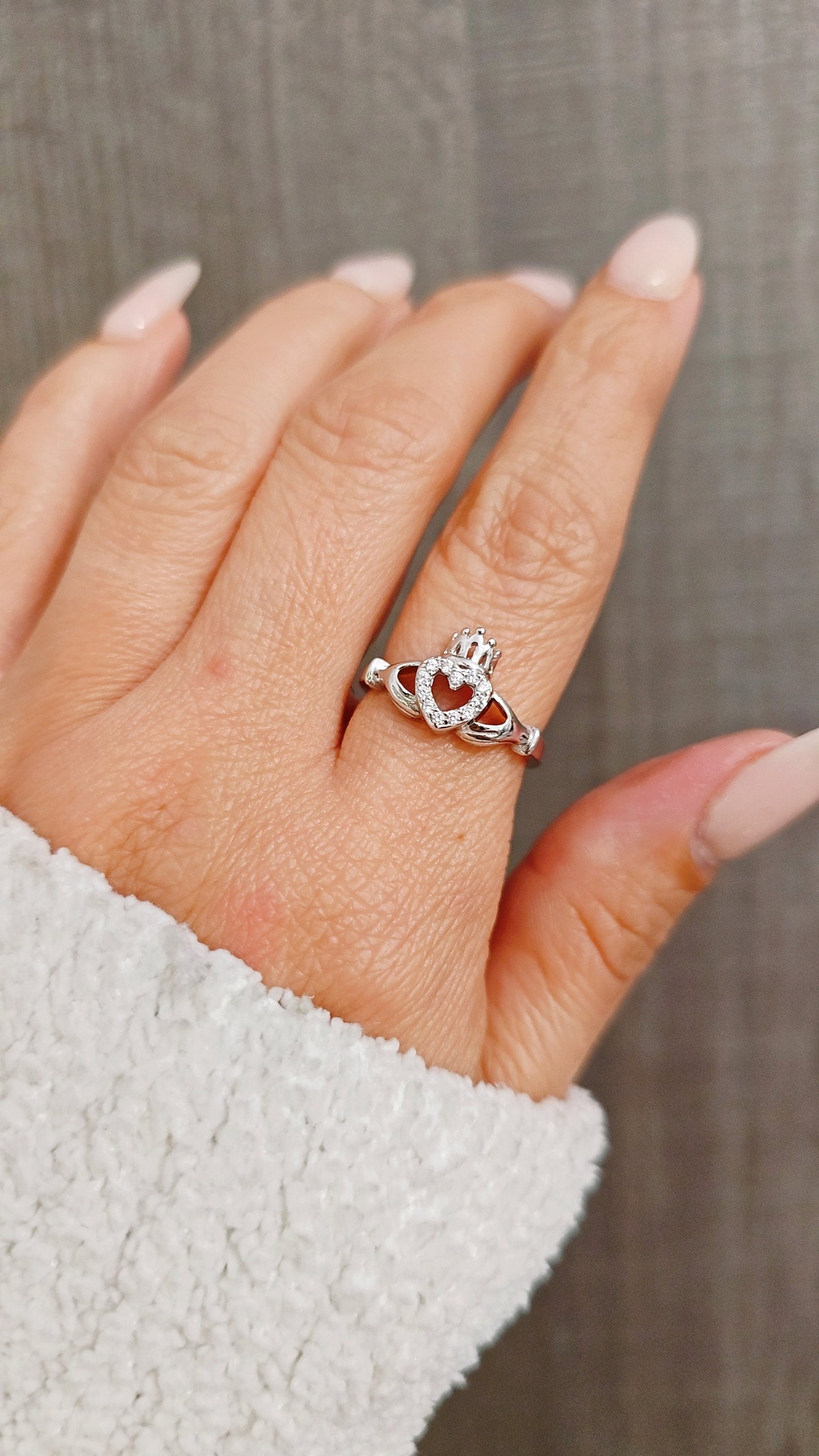 Sterling Silver Claddagh Celtic Ring, Friendship Loyalty Ring, 925 Silver, Irish Promise Ring, Love Ring, Woman's Ring