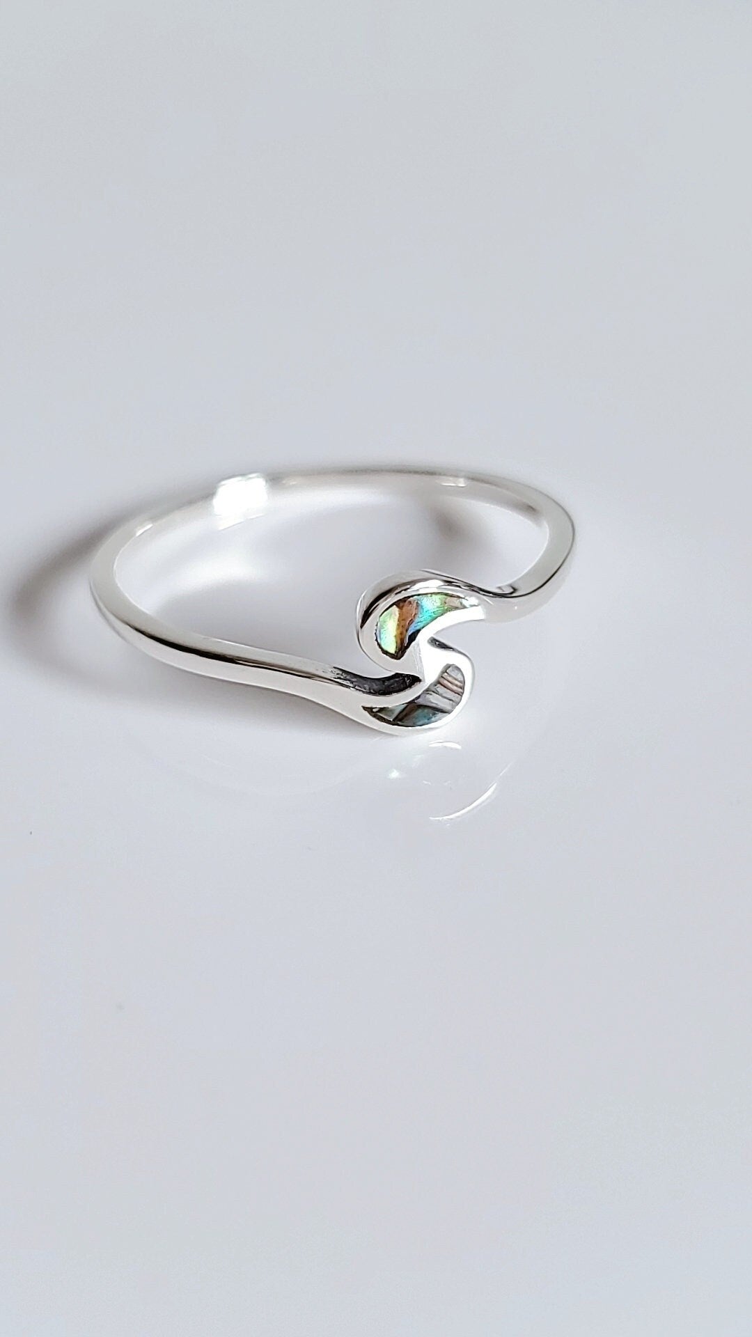 Sterling Silver Dainty Abalone Ring, Women's Ring, Minimalist Ring, Genuine Abalone, 925 Stamped, Anniversary Gift, Gift for Women
