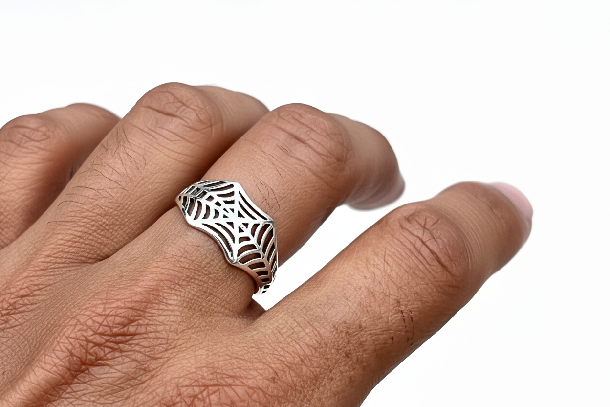 Spider Web Sterling Silver Ring