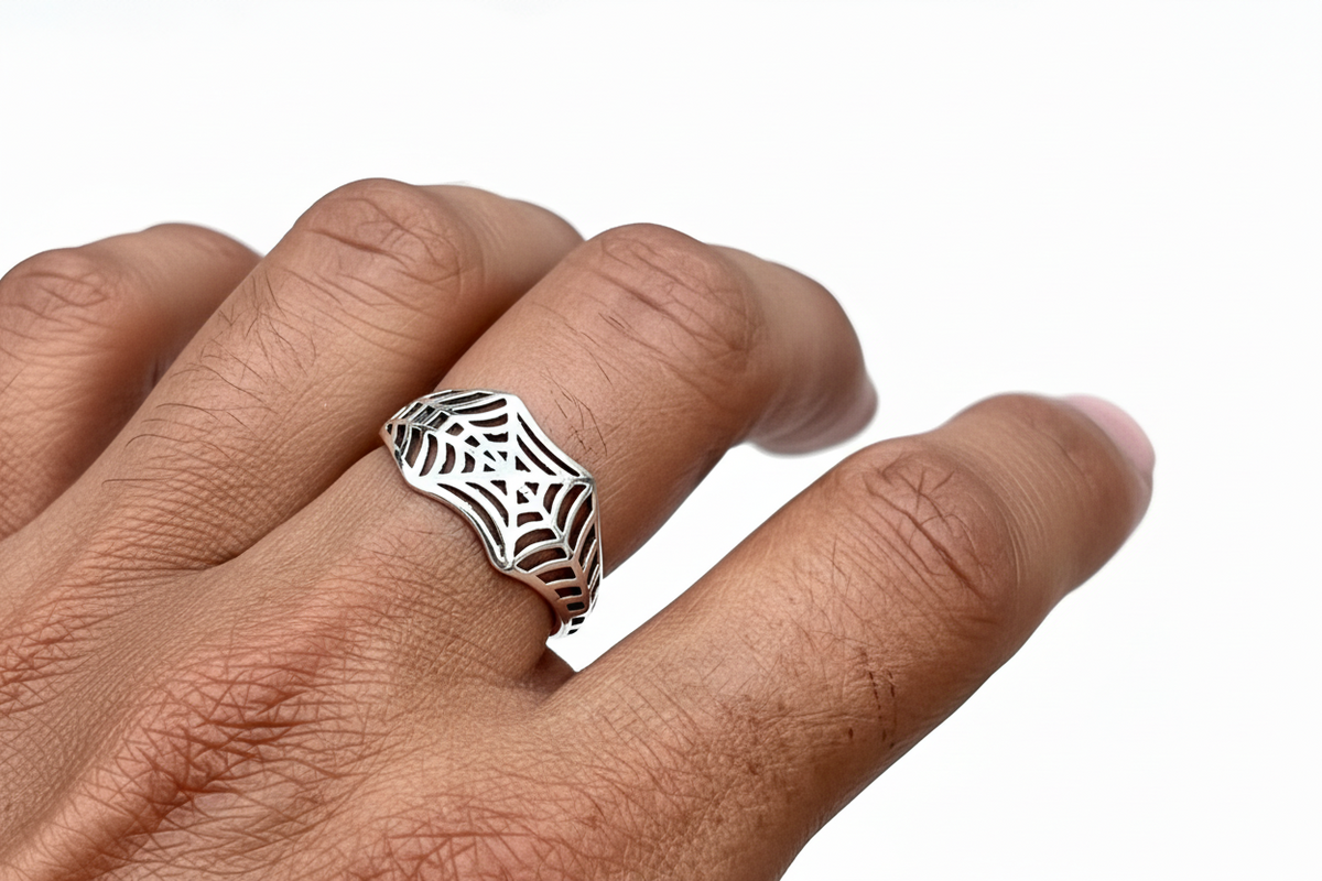 Spider Web Sterling Silver Ring