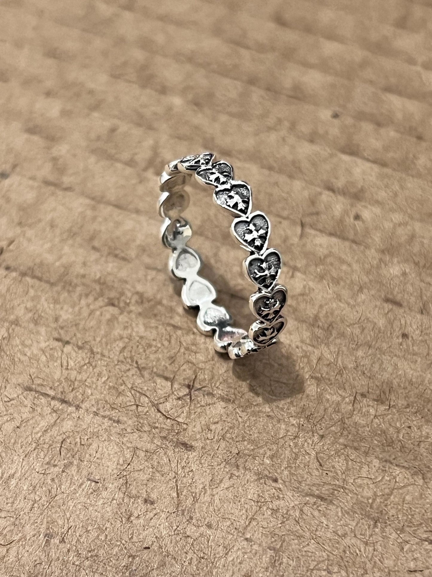 Oxidized Sterling Silver Heart Cross Ring: Medieval Style Band