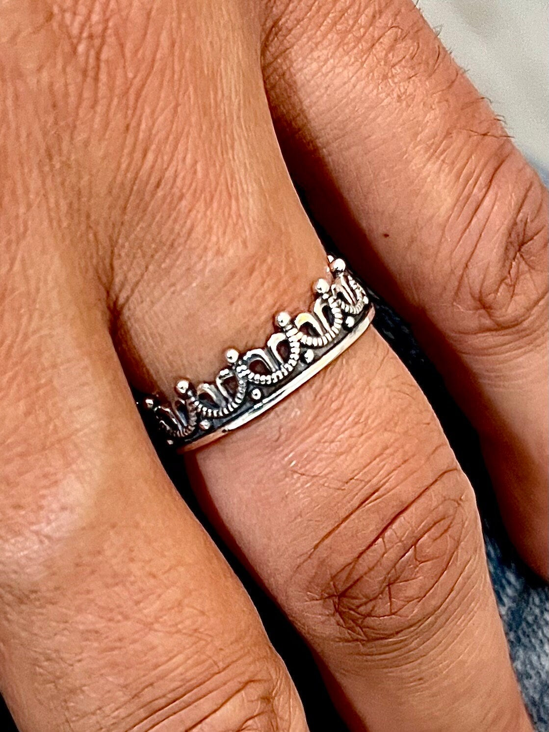 6mm Crown Ring with CZ – Sterling Silver