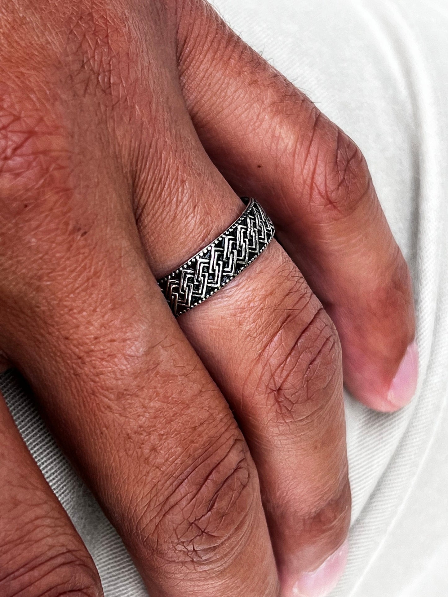 Diamond Pattern Sterling Silver Rings