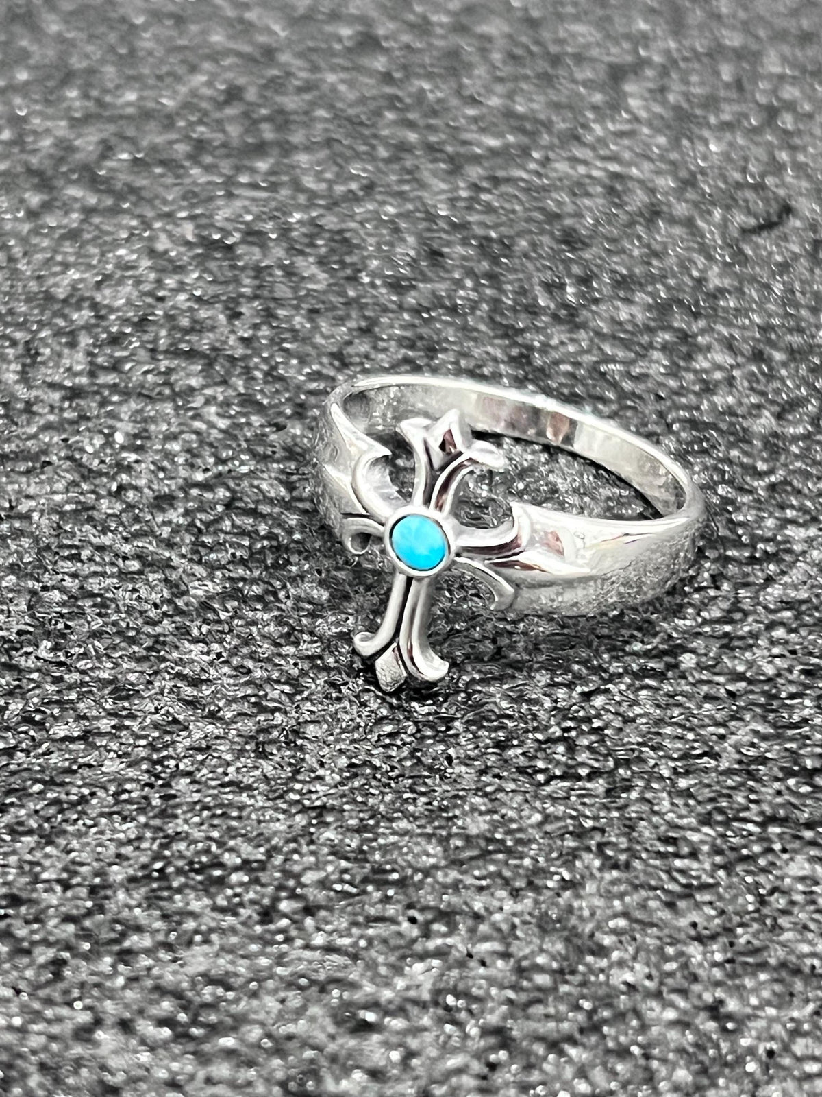 Eye Cross Turquoise Ring – Sterling Silver