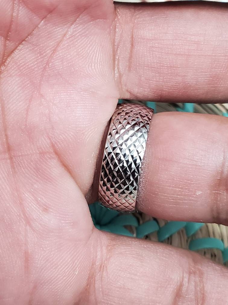 Stainless Steel 316L Men's Diamond Thread Design Ring