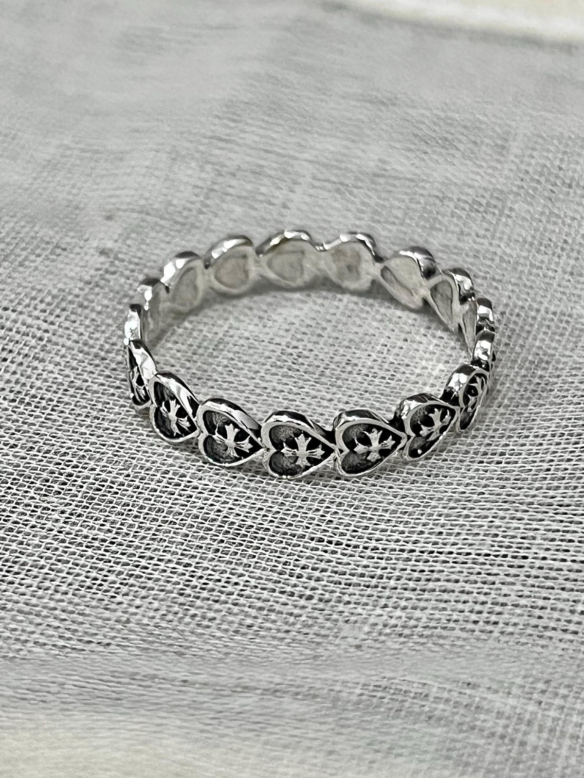 Oxidized Heart Cross Ring – Sterling Silver with Finish