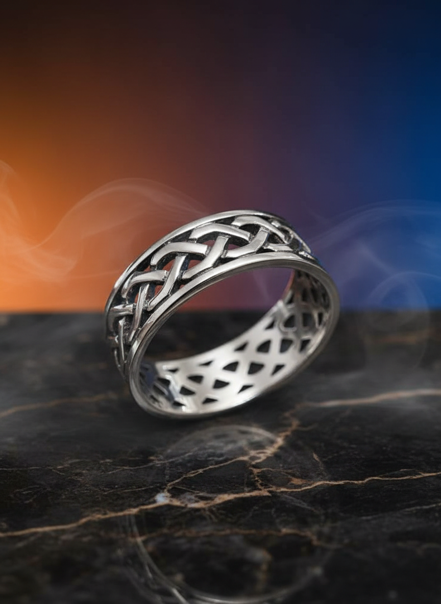 Celtic Woven Ring 925 Sterling Silver 7mm Unisex Wedding Band Oxidized