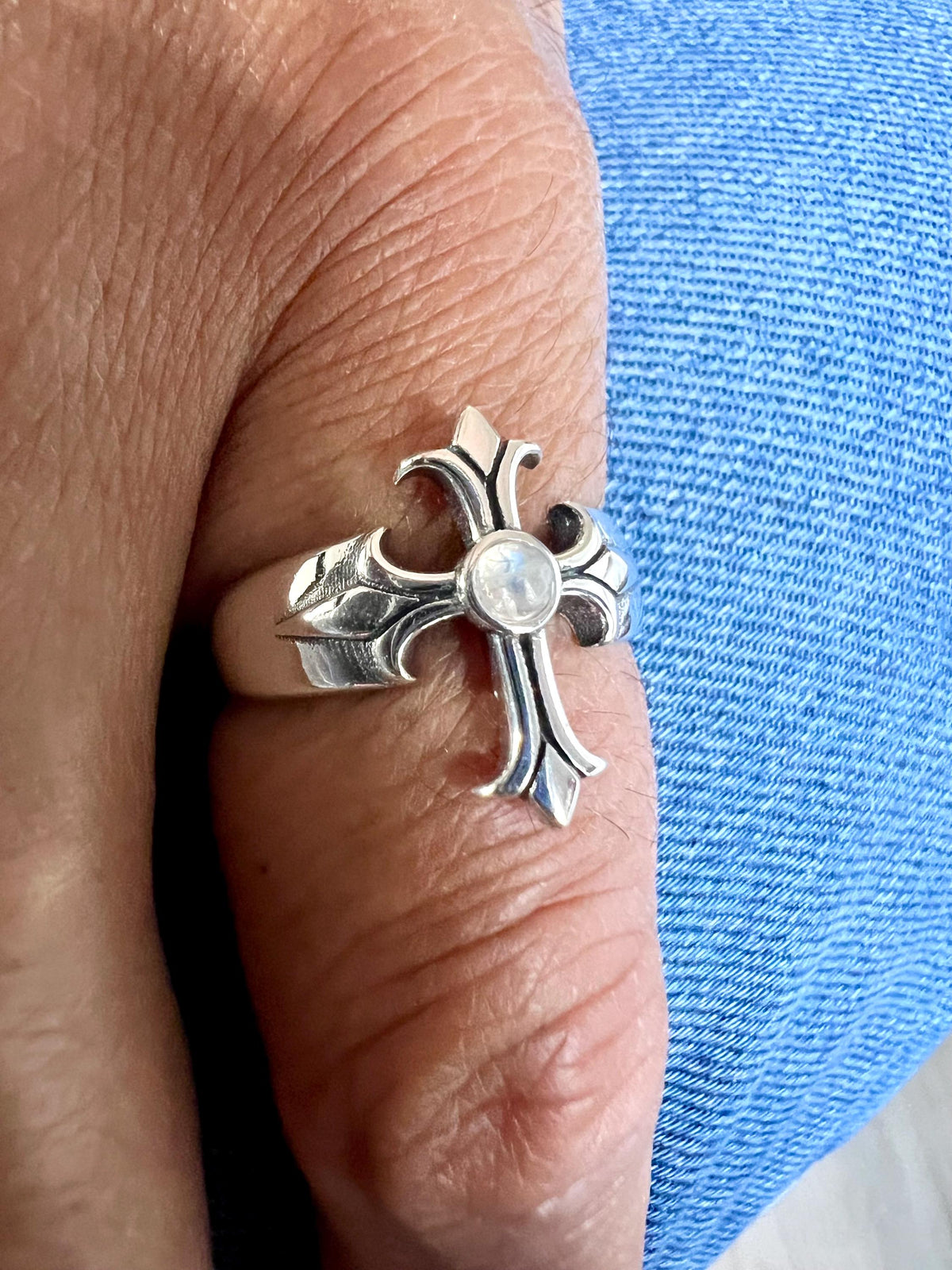 Eye Cross Moonstone Ring – Sterling Silver