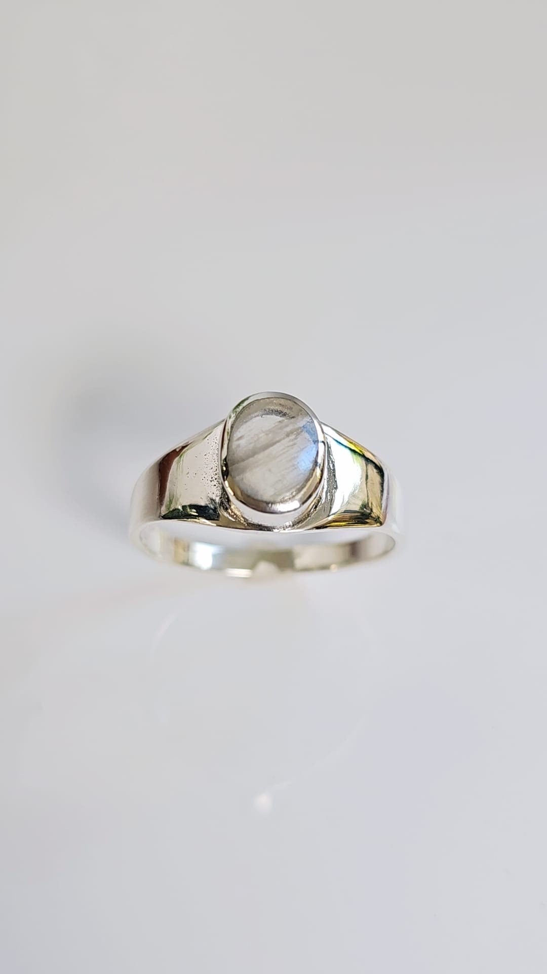 Sterling Silver 925 Unisex Moonstone Signet Ring