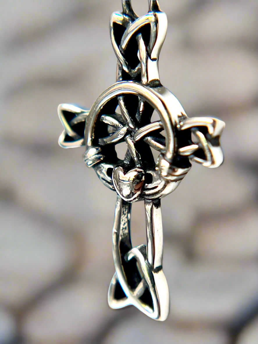 Celtic Irish Claddagh Pendant 925 Sterling Silver