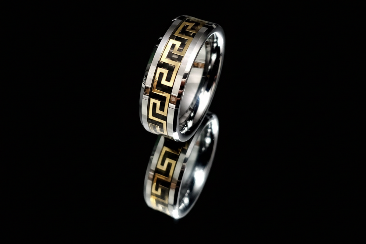 Gold Silver Band Tungsten Men's Ring