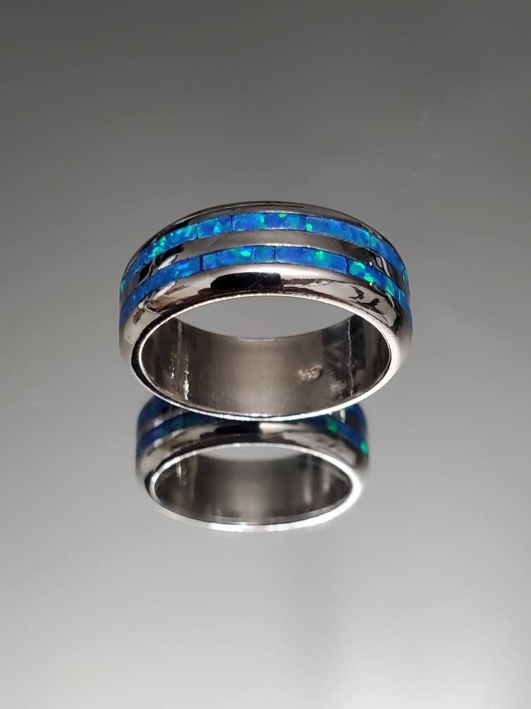 Blue Opal Sterling Silver Ring