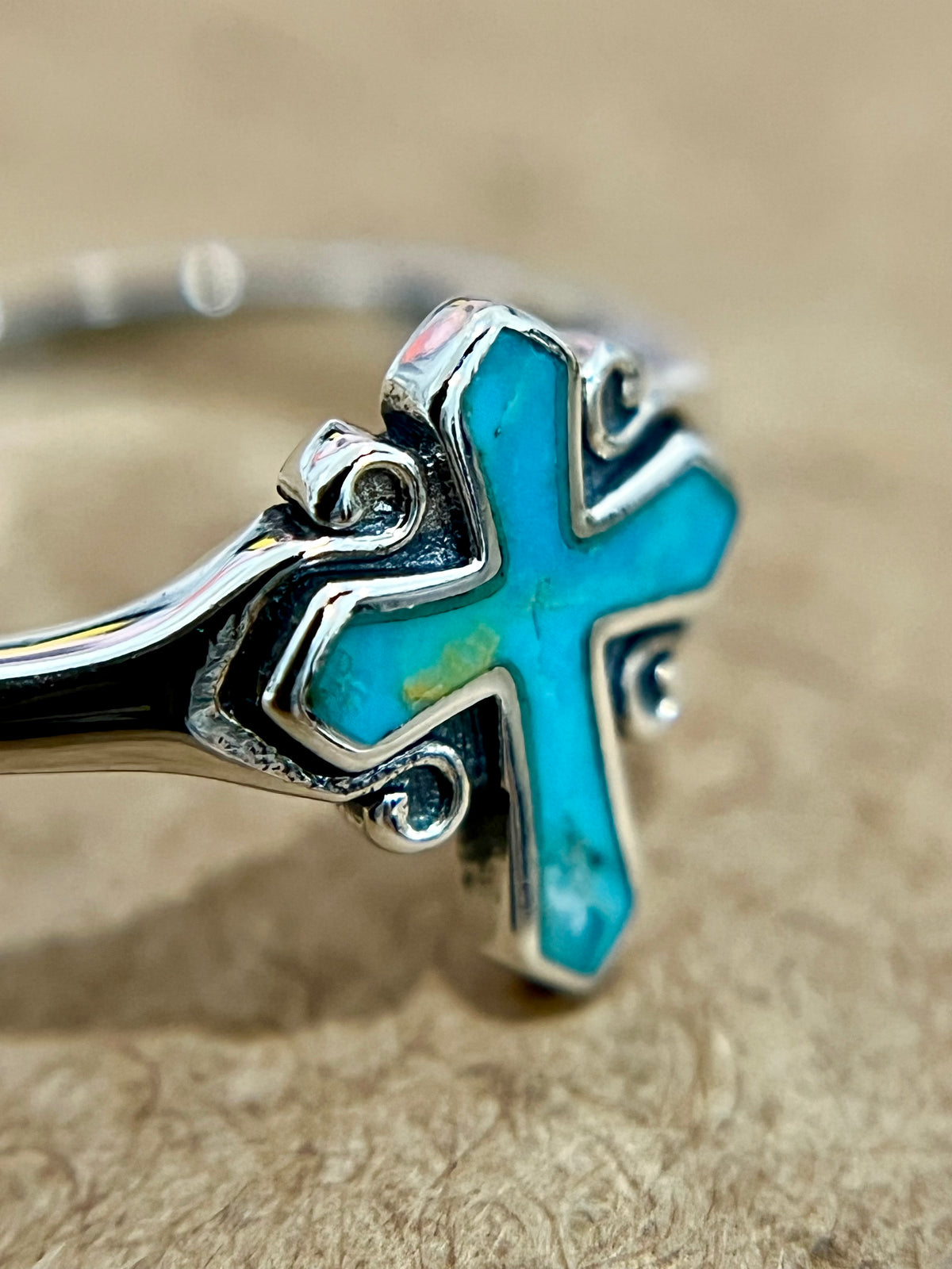Turquoise Stone Cross Ring