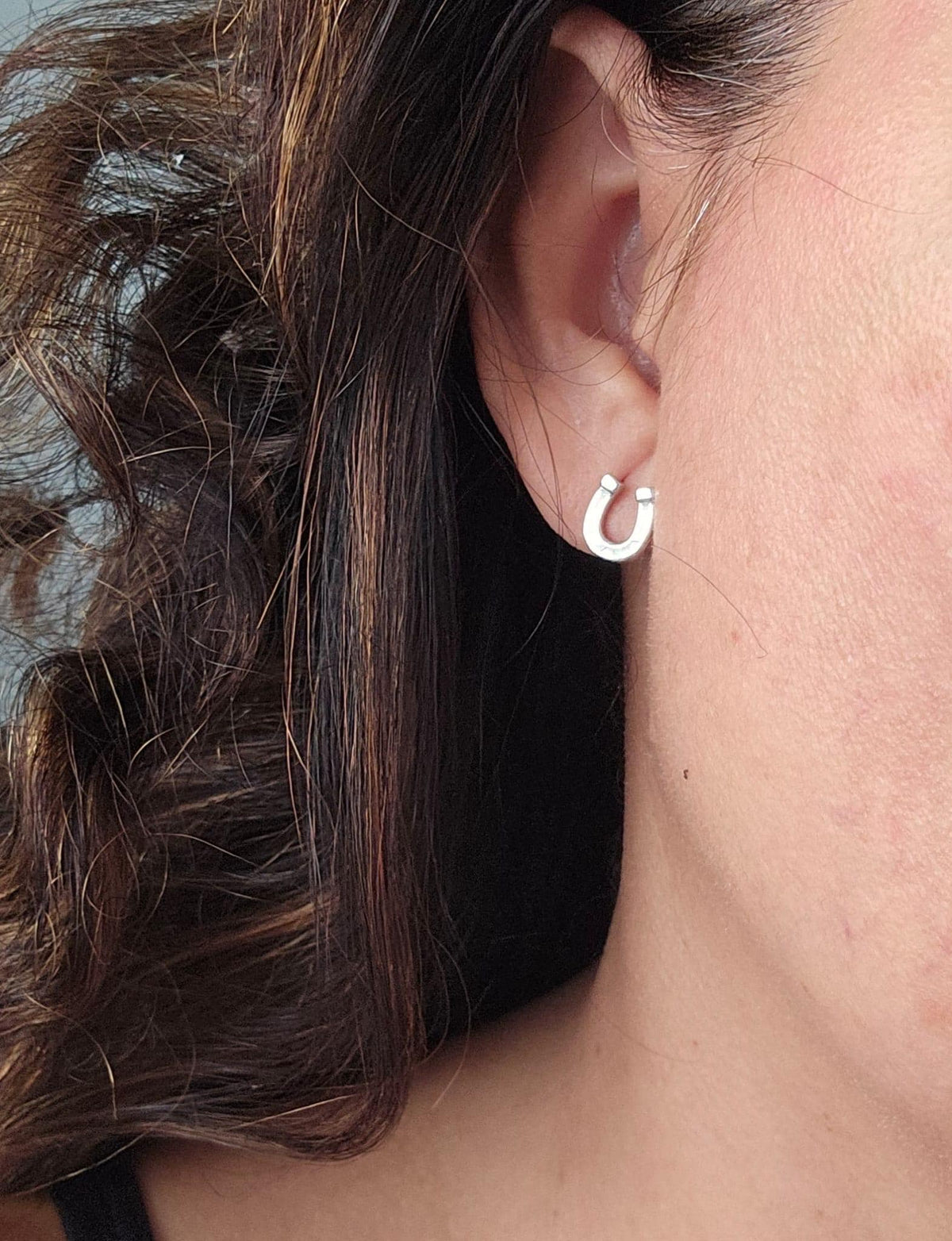 Horseshoe Stud Opal Earrings – Sterling Silver