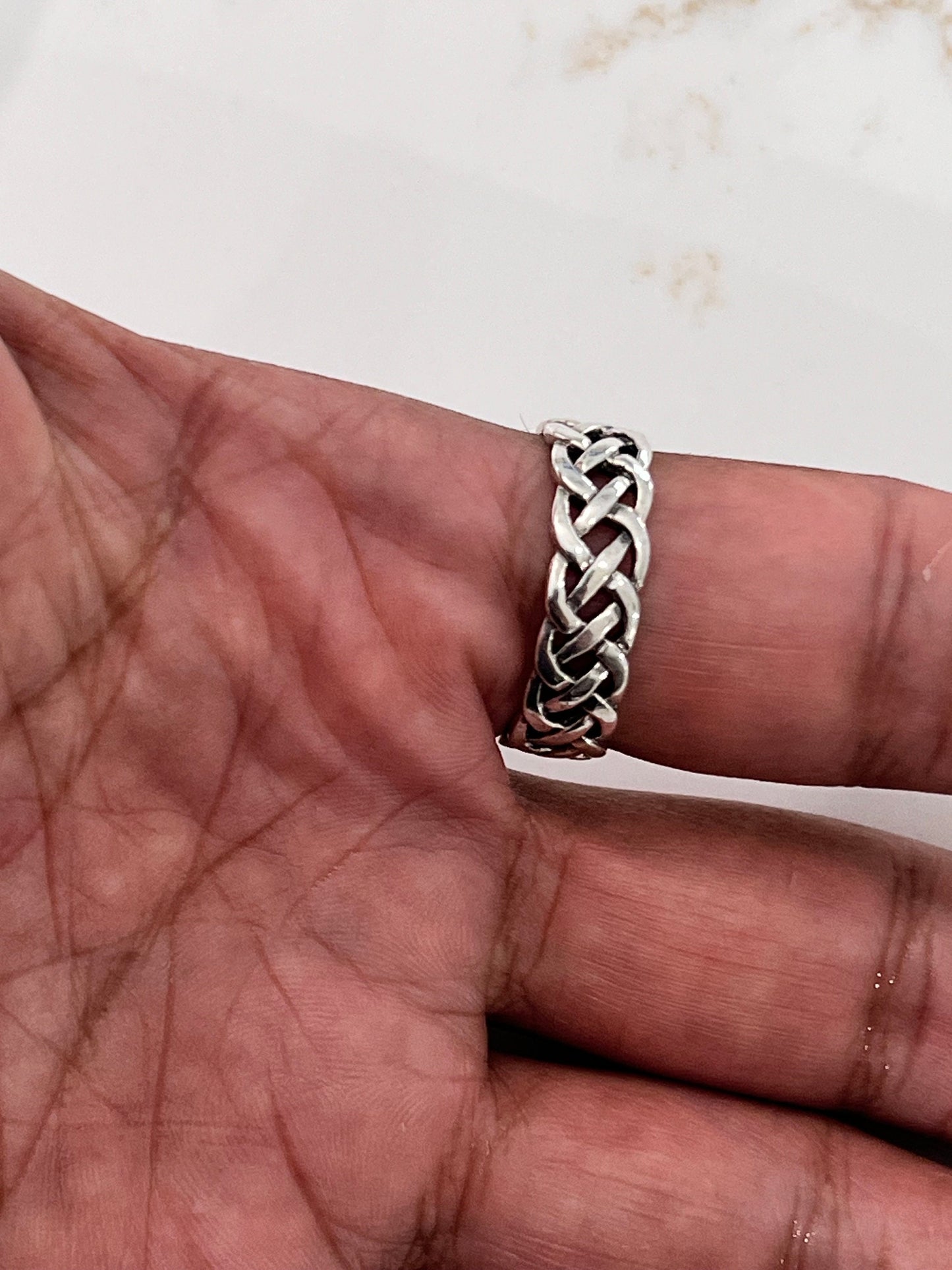 Woven Sterling Silver Band: 9mm Braided Men's Wedding Ring