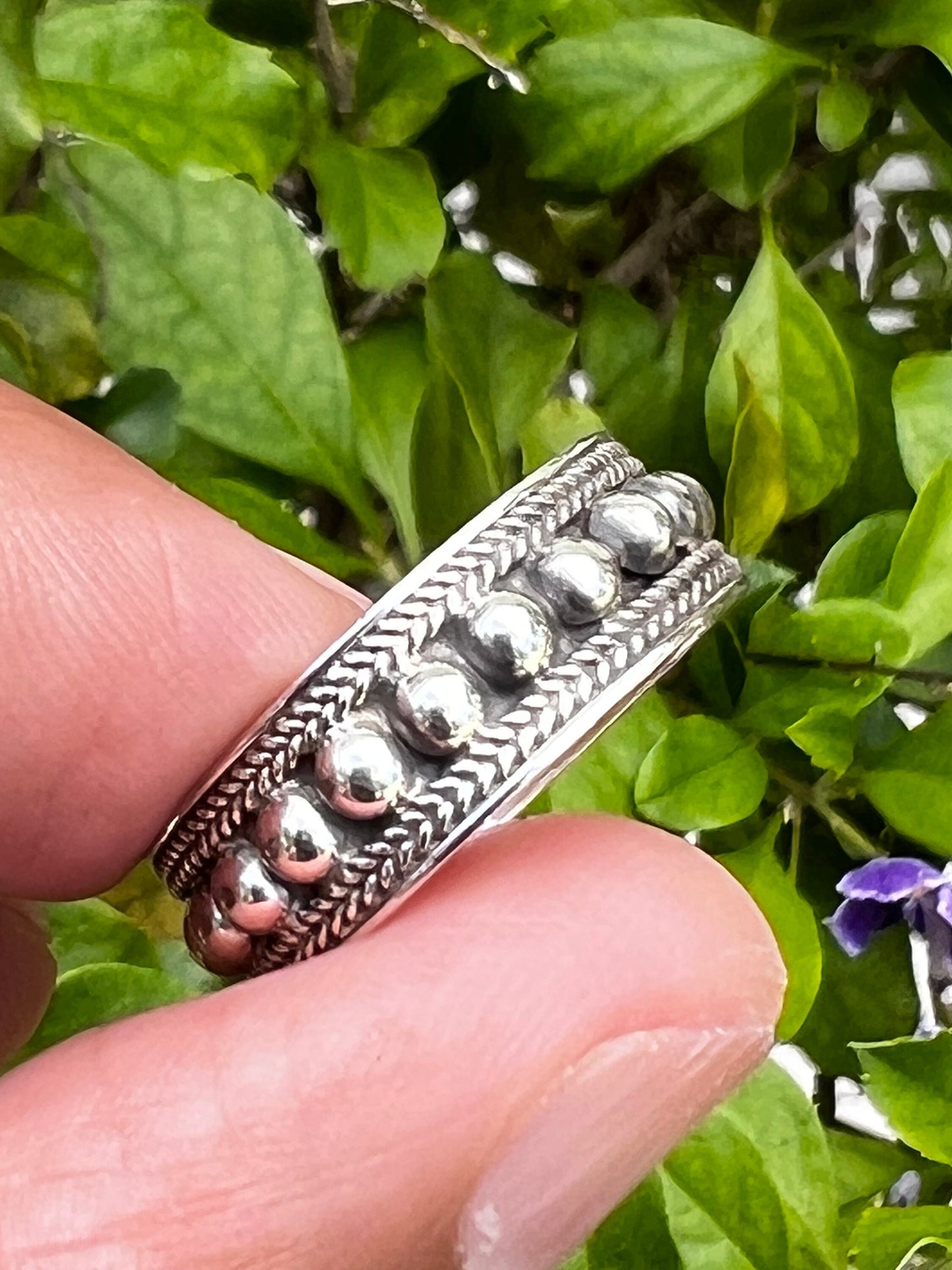 Bali Bead Sterling Silver Ring