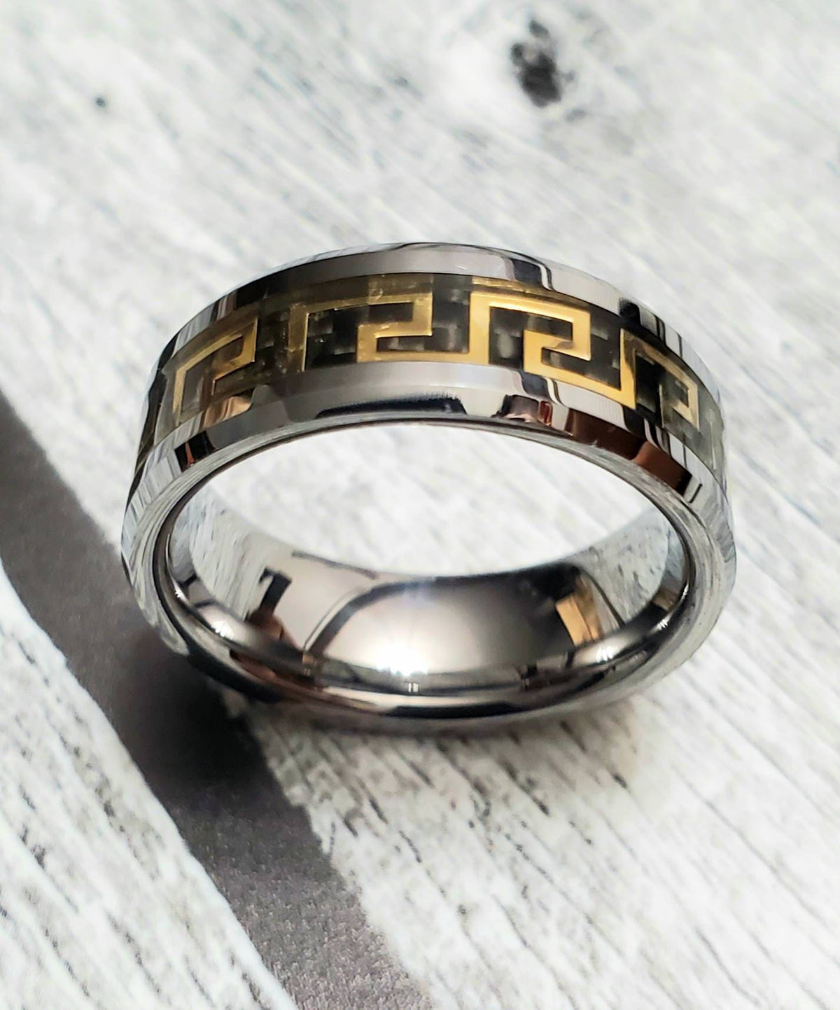 Gold Silver Band Tungsten Men's Ring
