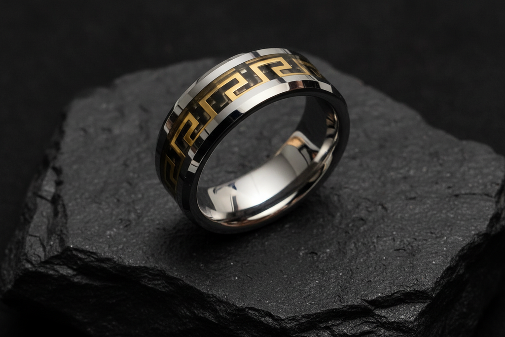 Gold Silver Band Tungsten Men's Ring