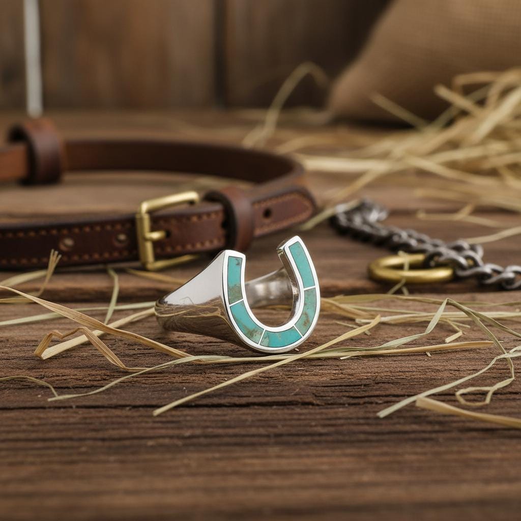 Horseshoe Turquoise Ring – Sterling Silver