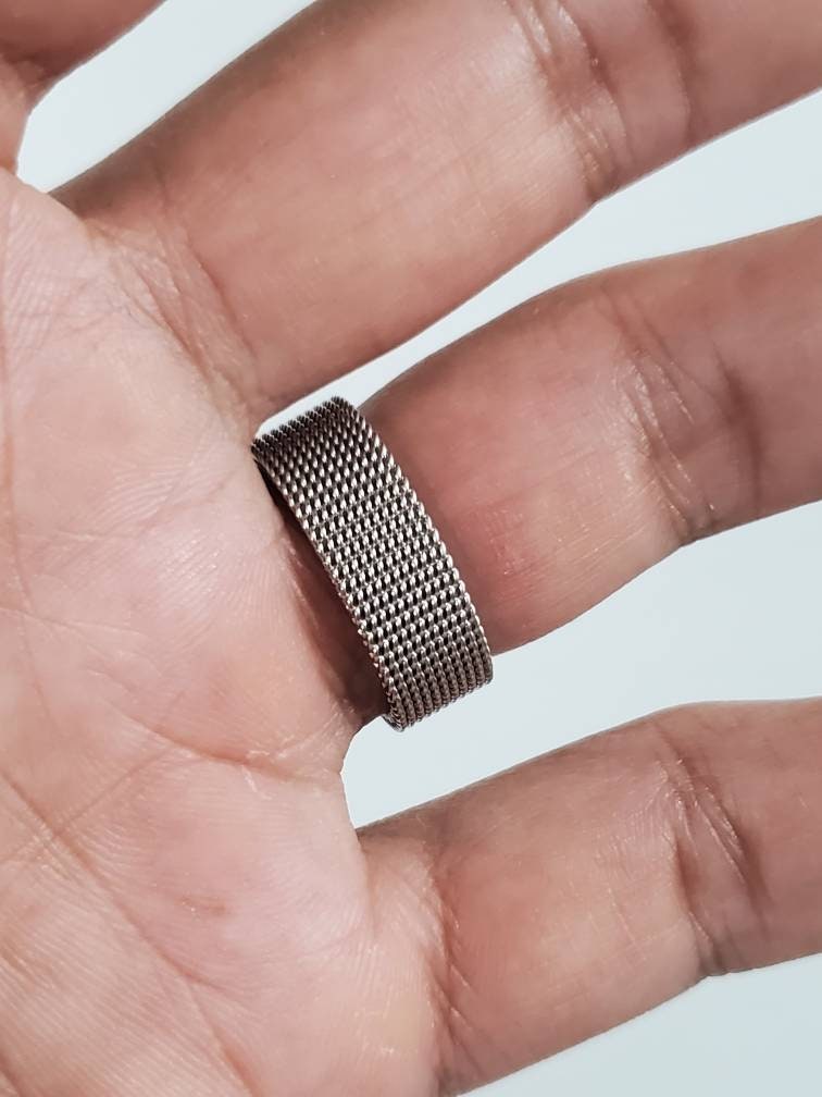Mesh Band Stainless Steel Men's Ring