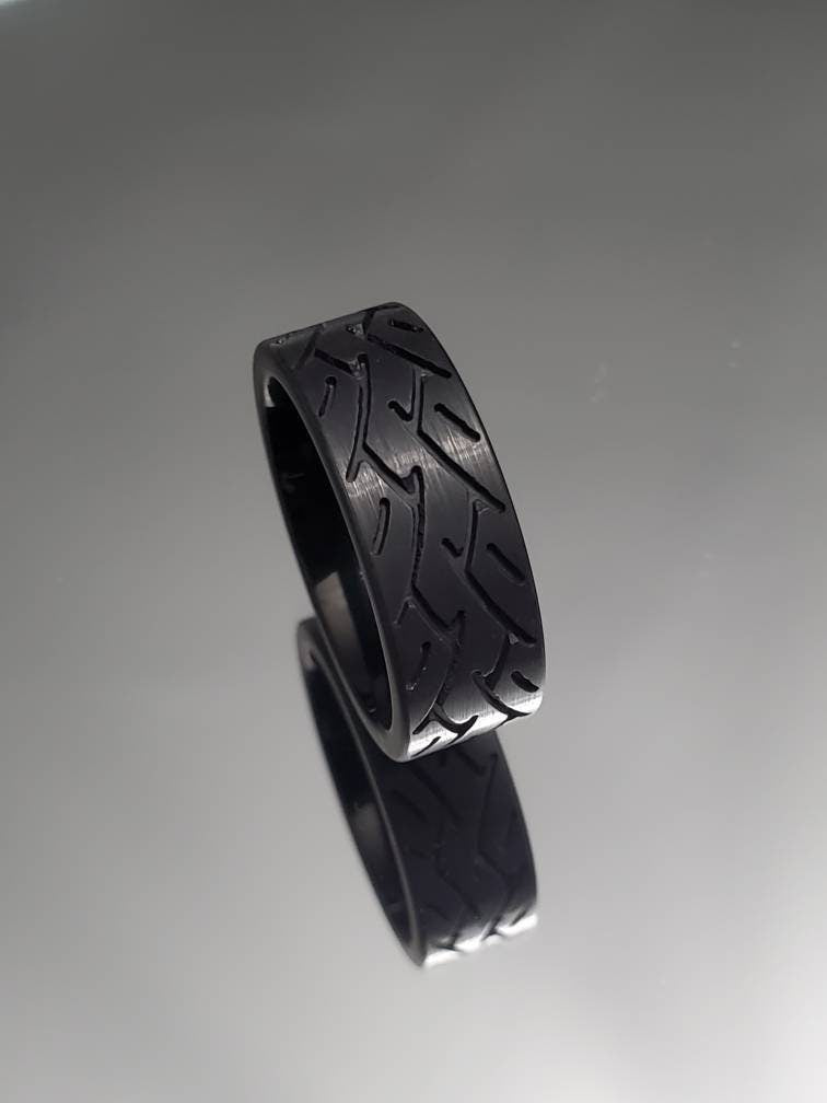 Black Tire Ring, Tungsten Men's Band