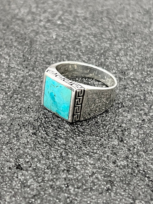 Greek Key Turquoise Stone Ring