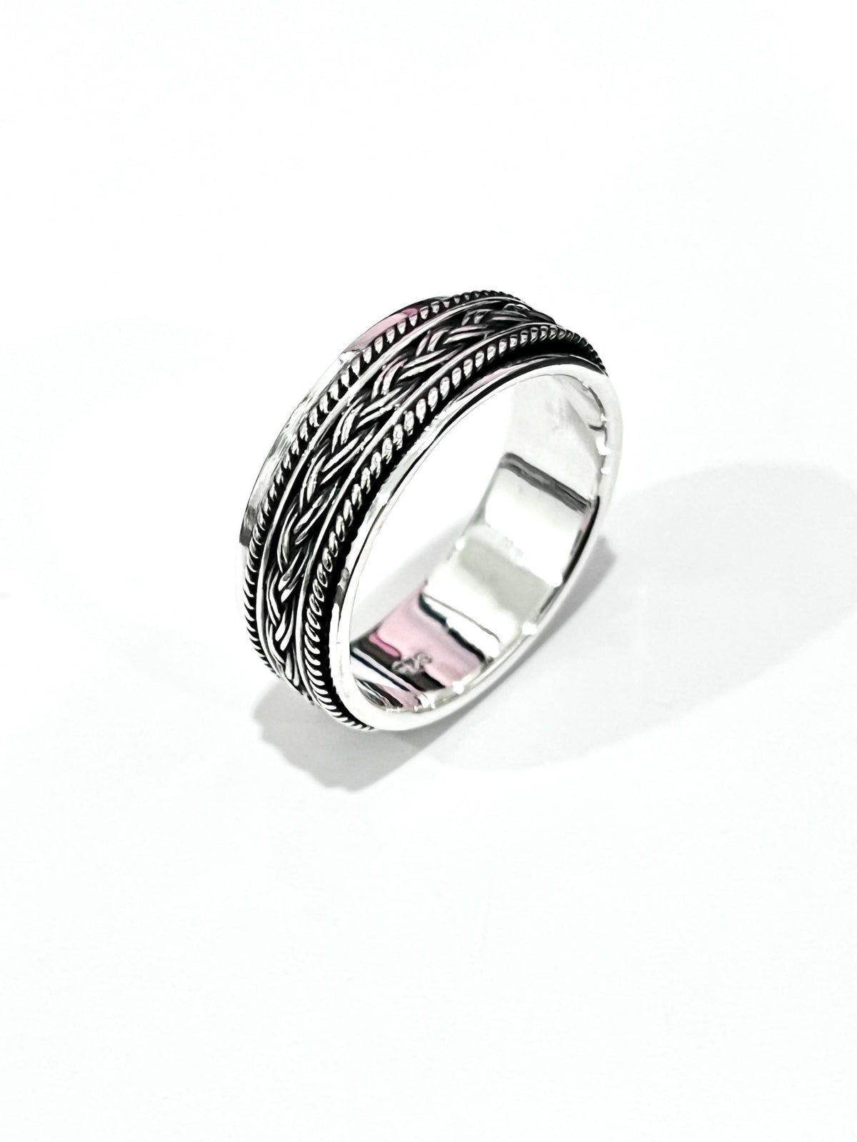 Braided Rope Wedding Ring – Sterling Silver with 8mm Band Width