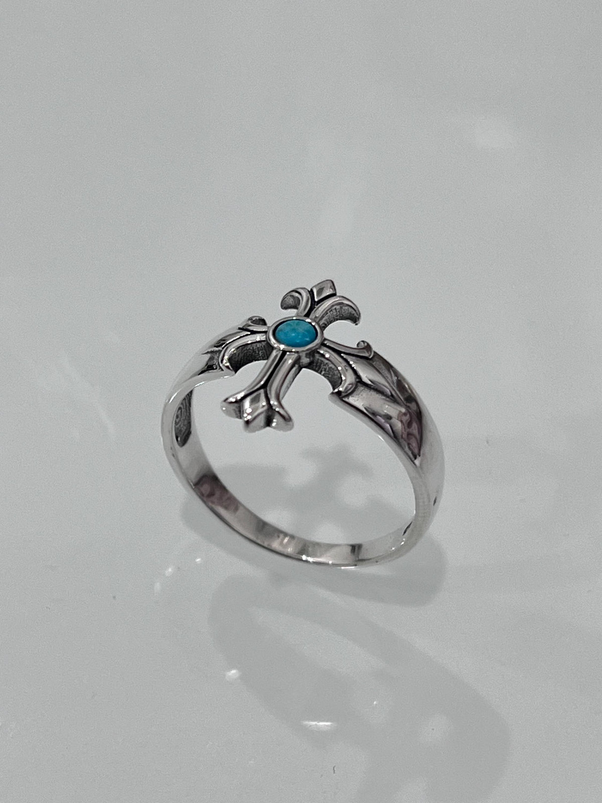 Eye Cross Turquoise Ring – Sterling Silver