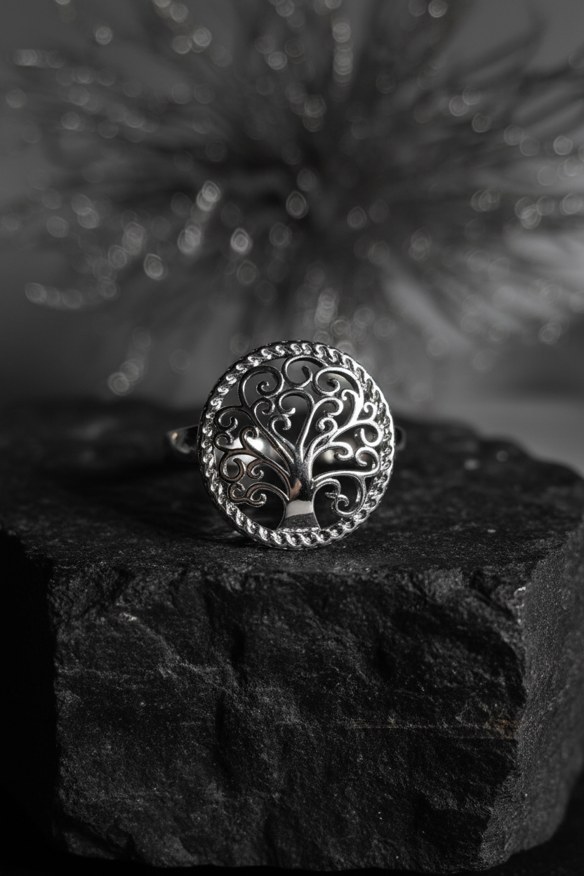 Around the World Tree of Life Ring Sterling Silver 925
