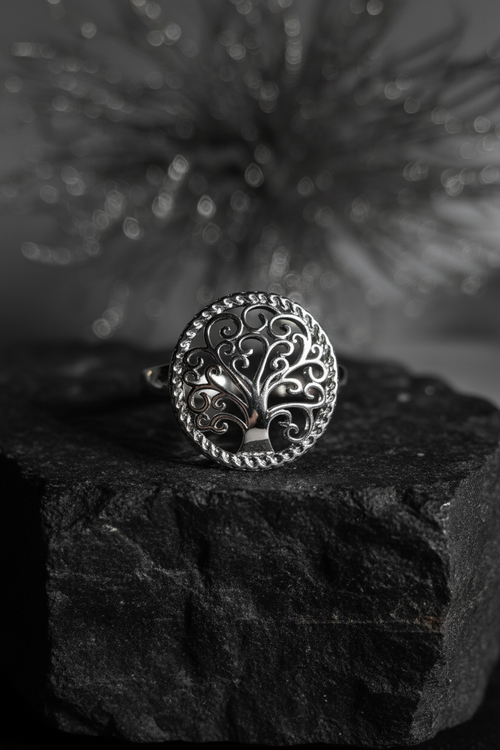 Around the World Tree of Life Ring Sterling Silver 925