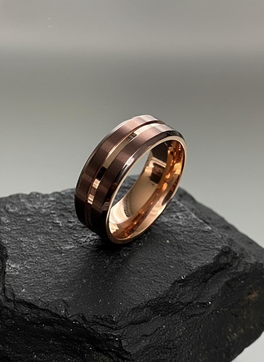 Rose Gold Titanium 8mm Men's Ring
