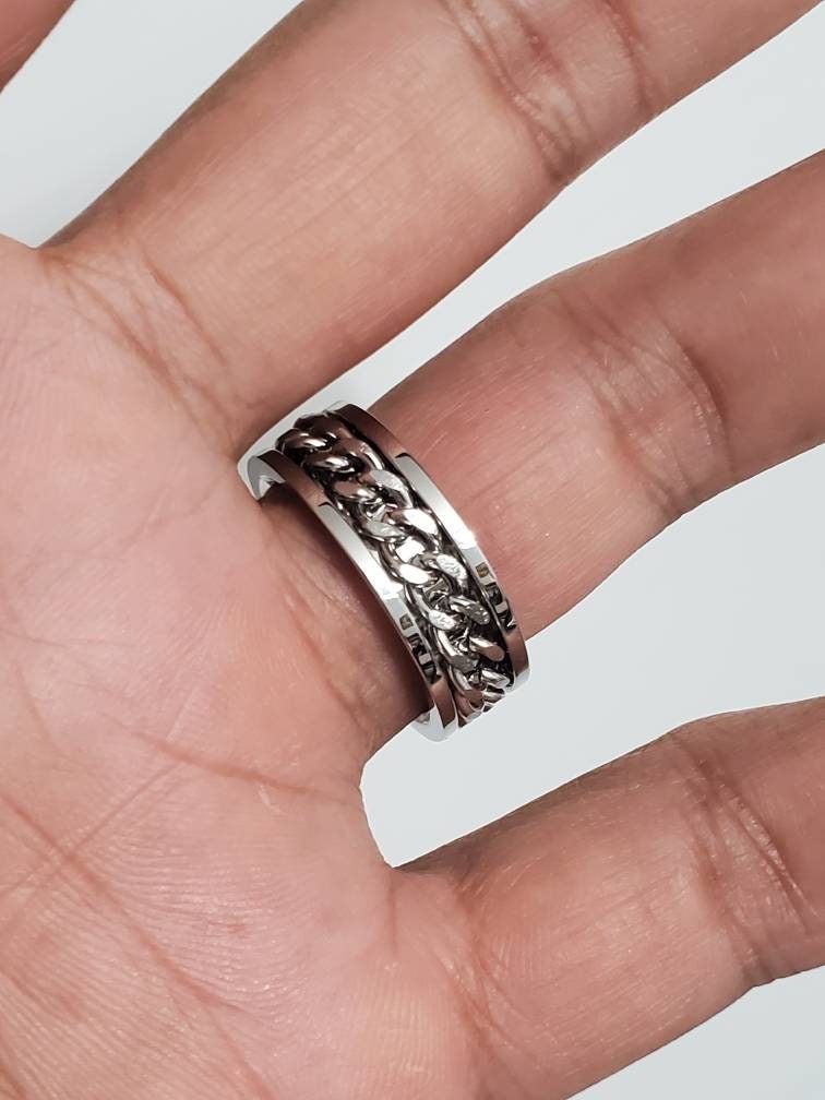 Chain link Spinner Stainless Steel Men's Ring