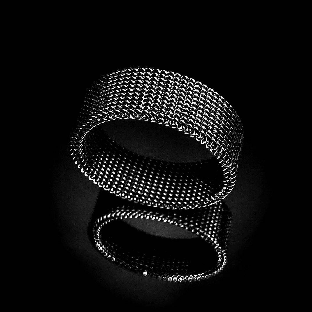 Mesh Band Stainless Steel Men's Ring